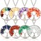 8 Pieces Life Tree Pendant Charms Gemstone Chakra Crystal Quartz Pendants Chakra Healing Charm for Necklace Earrings Bracelets Jewelry Making, Assorted Colors (Silver Chain Style)
